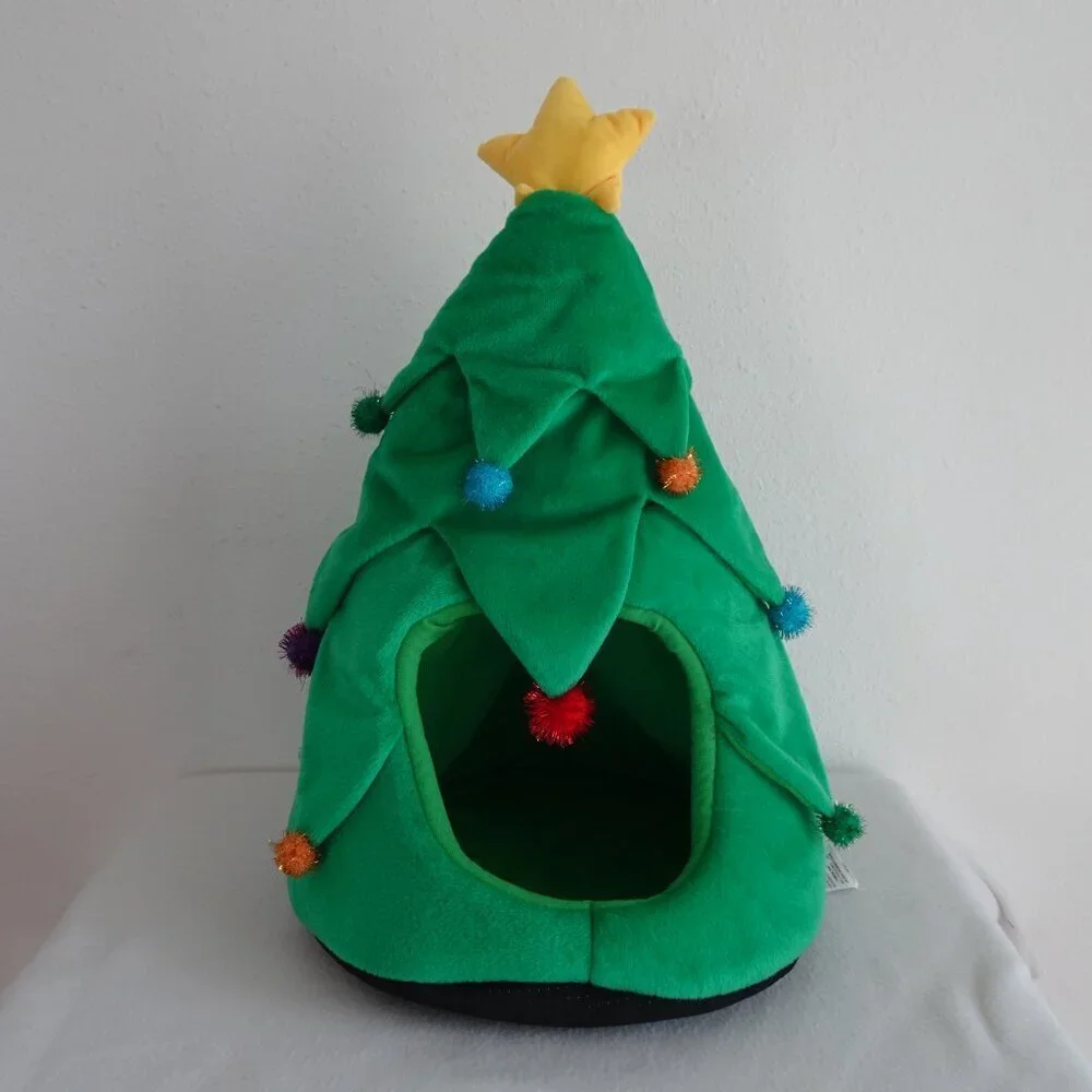 Christmas Tree Dog Cat House Pet Hut Cave Hiding Spot Cozy Area Travel